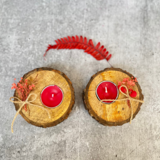 Floral Rustic Tealight Holders (Set of 2)