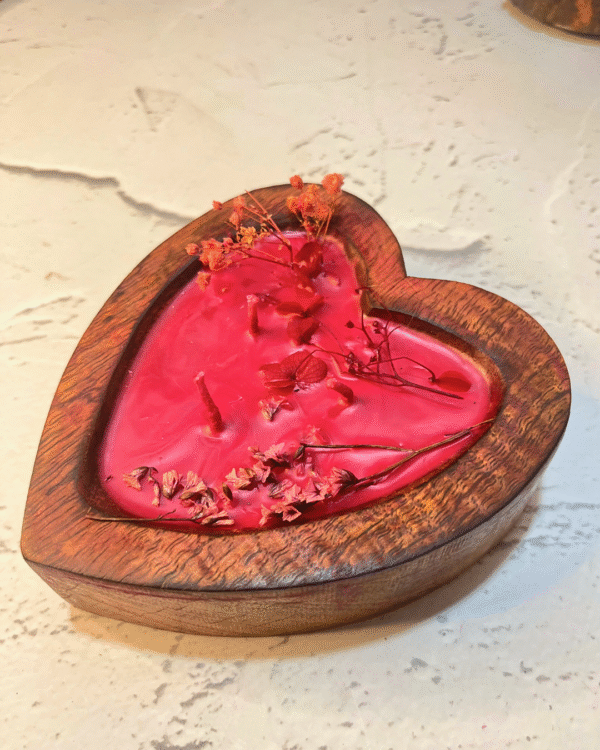 Red Heart Scented Wooden Candle - Image 5