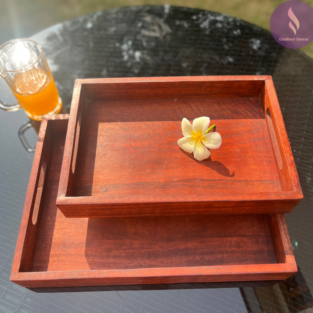 Burnt Finish Antique Wooden Serving Tray - Image 4