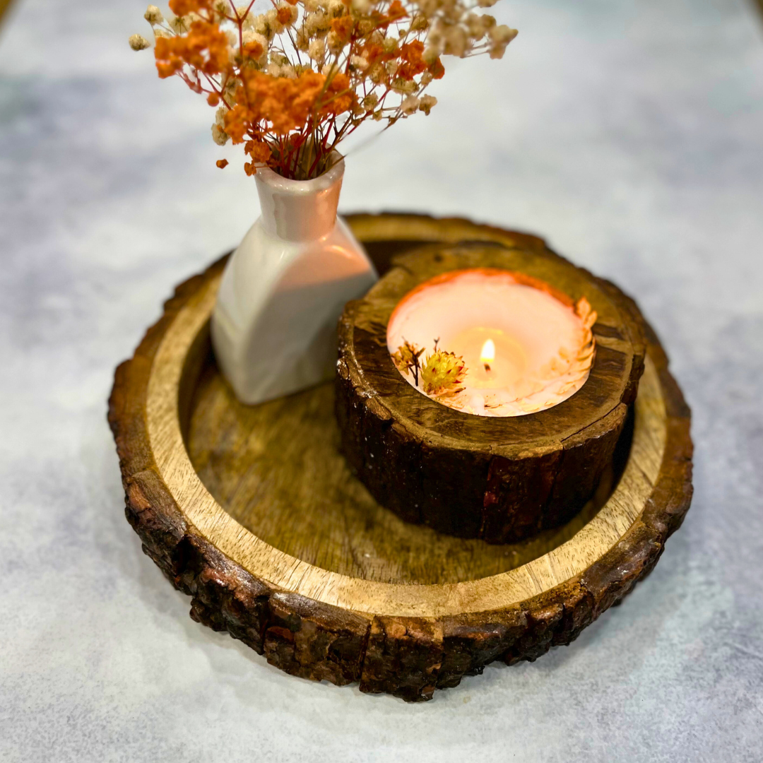 Round Bark Serving Tray with Raised Sides - Image 2