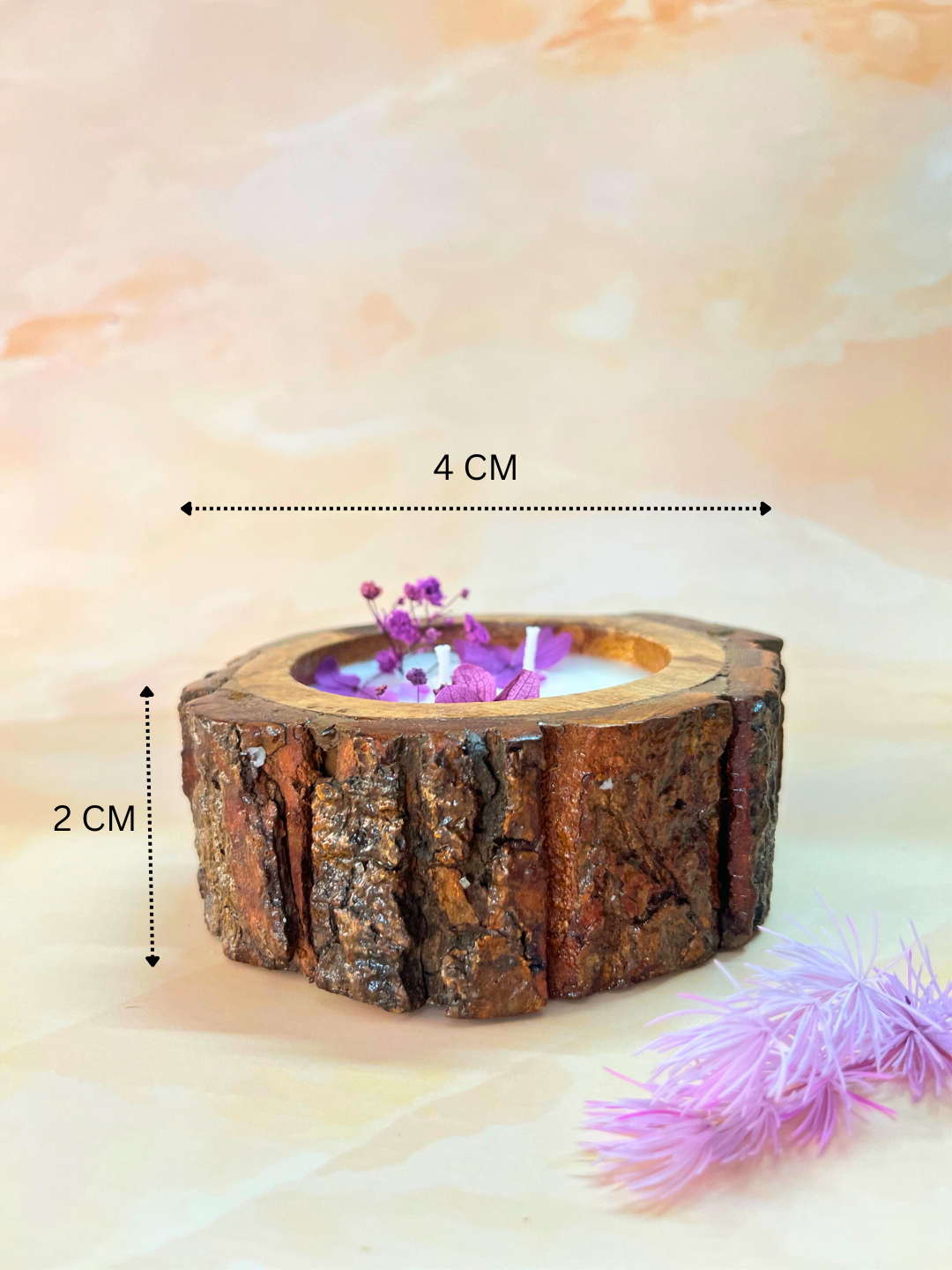Rustic Bark Lavender Soy Wax Candle | Christmas Gift & Holiday Decor - Image 2