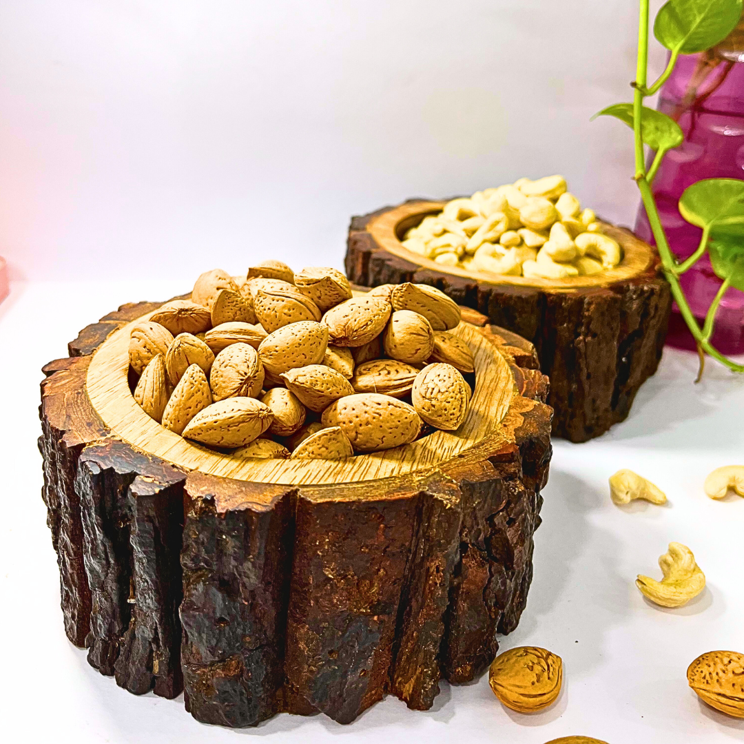 Rustic Wooden Dryfruit Serving Bowls