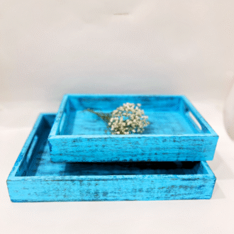 Blue Antique finish Wooden Tray
