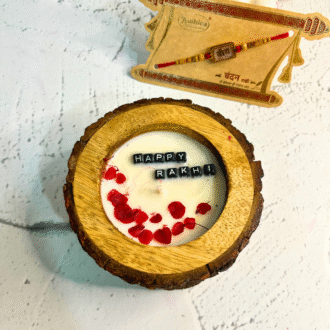 Happy Rakhi Scented Wooden Candle