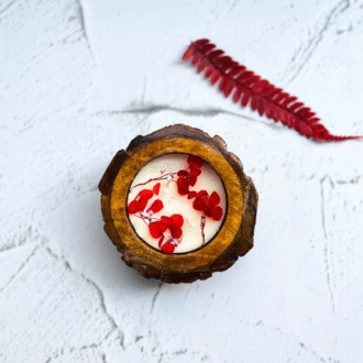 Rustic Bark Rose Soy Wax Candle | Christmas Gift & Holiday Decor