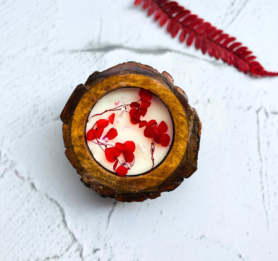 Rustic Bark Rose Soy Wax Candle