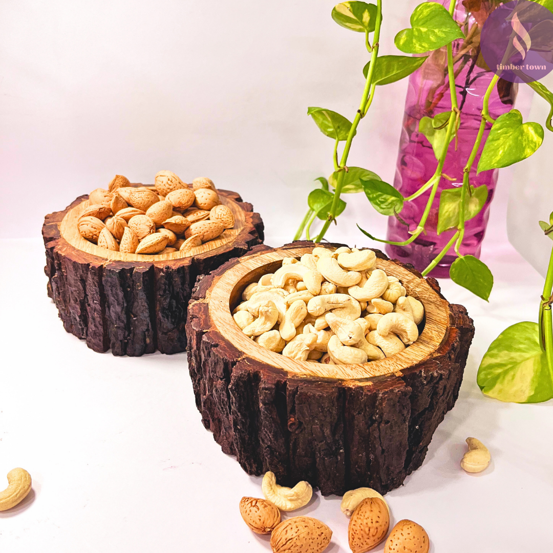 Rustic Wooden Dryfruit Serving Bowls - Image 3