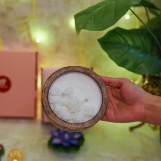 Artisan Rose Wooden Bowl Candle