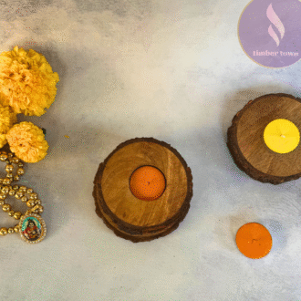 Rustic Wooden Tealight Holders (Set of 2)