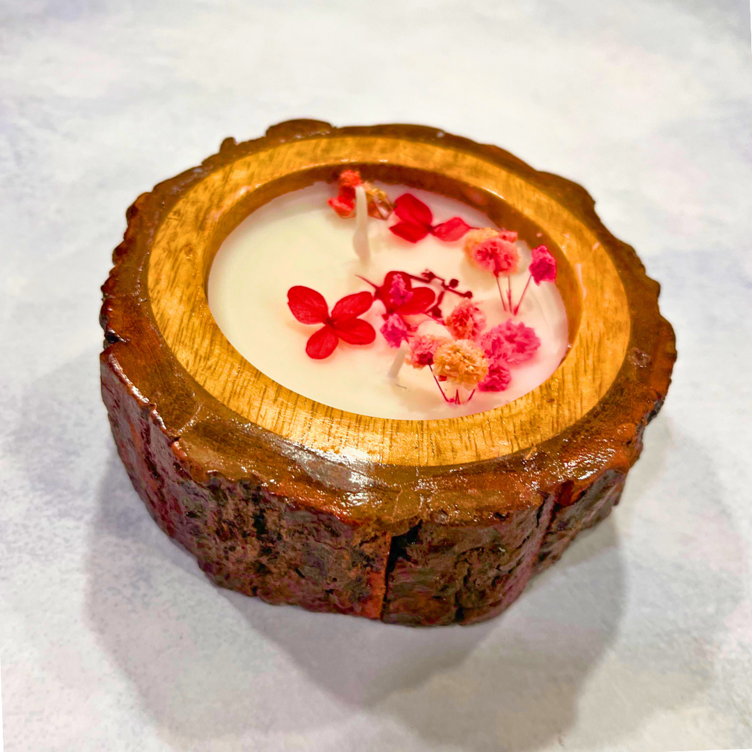 Rustic Bark Rose Soy Wax Candle | Christmas Gift & Holiday Decor - Image 5