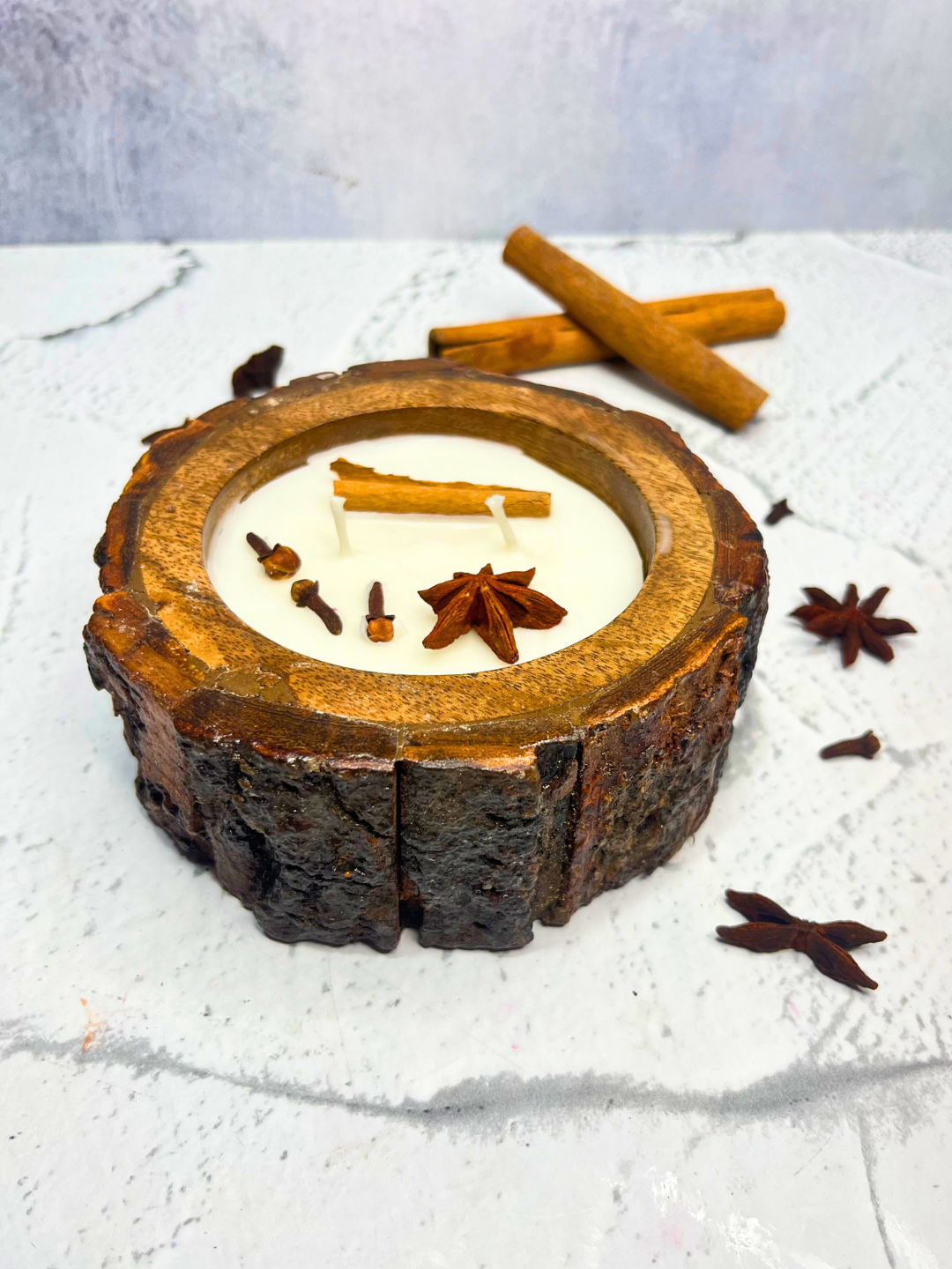 Rustic Bark Spiced Soy Wax Candle | Christmas & Winter Scent - Image 3