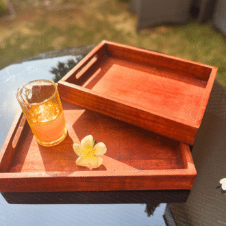 Burnt Finish Antique Wooden Serving Tray