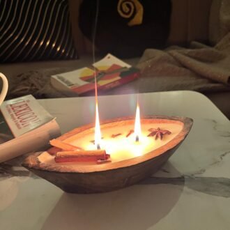 The Spice Haven Wooden Boat Candle