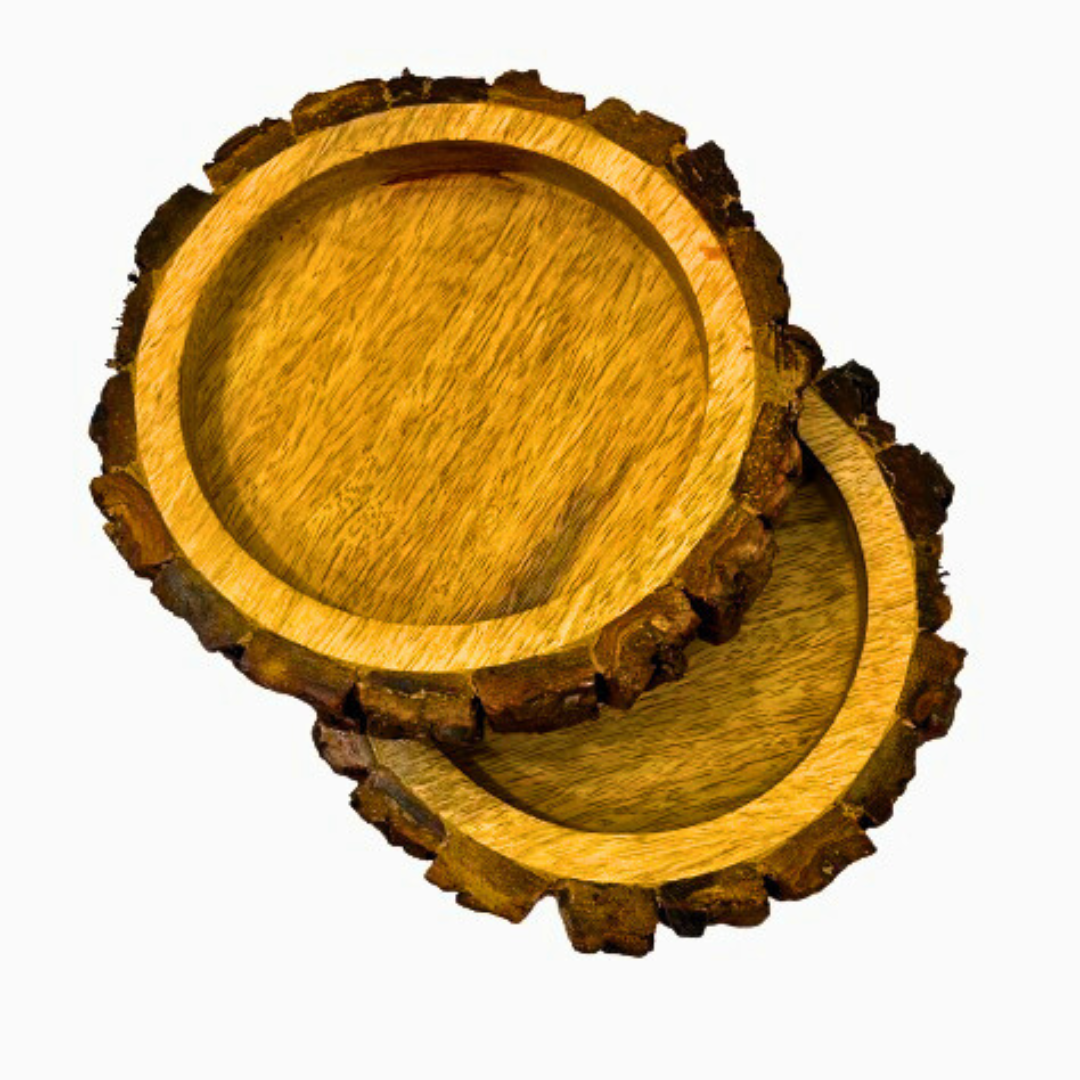 Round Bark Serving Tray with Raised Sides - Image 4