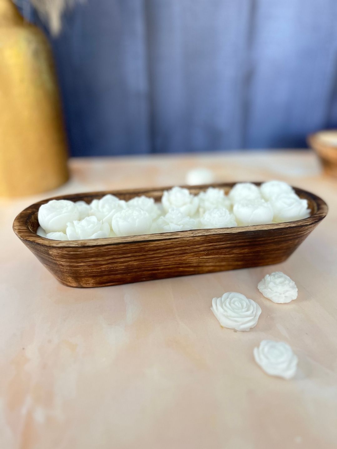 Serene Bloom Wooden Tray Candle